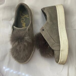 Sam Edelman Gray Pom Pom Sneakers Size 7.5